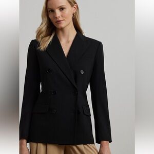 Lauren by Ralph Lauren Wool Black Double-Breasted Women's Coat, size 2, NWT
